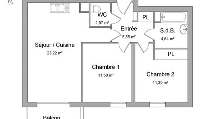 appartement 3 pièces à louer TOURCOING 59200 58.26 m²