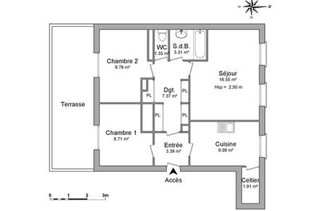 Vue n°3 Appartement 3 pièces à louer - TOURS (37000) - 61.47 m²