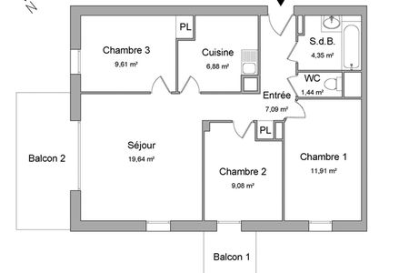 Vue n°3 Appartement 4 pièces T4 F4 à louer - Cenon (33150)