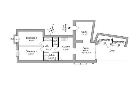 Vue n°2 Appartement 3 pièces à louer - BORDEAUX (33000) - 51.45 m²