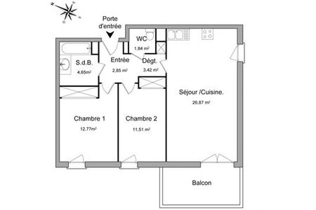 Vue n°2 Appartement 3 pièces à louer - TOULOUSE (31500) - 63.91 m²