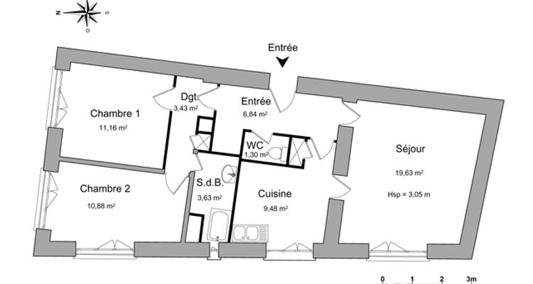 appartement 3 pièces à louer BOURGOIN JALLIEU 38300 66.4 m²