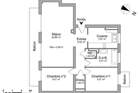 Vue n°2 Appartement 3 pièces T3 F3 à louer - Laval (53000)