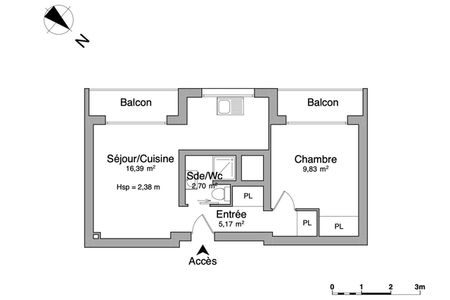 Vue n°2 Appartement 2 pièces T2 F2 à louer - Saint Martin D Heres (38400)