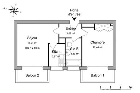 Vue n°3 Appartement 2 pièces à louer - MONTPELLIER (34090) - 38.94 m²