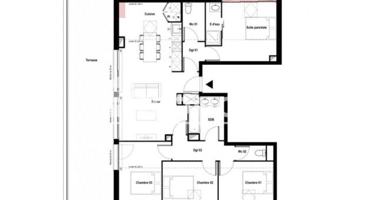 Vue n°1 Appartement 5 pièces à vendre - L'UNION (31240) - 96.36 m²