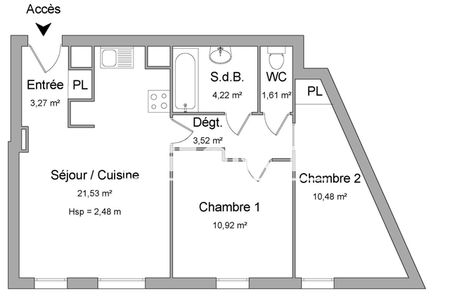 Vue n°2 Appartement 3 pièces T3 F3 à vendre - Villeurbanne (69100)
