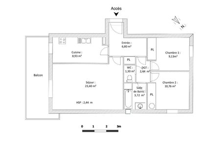 appartement 3 pièces à louer BALMA 31130 66.5 m²