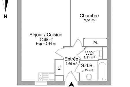 appartement 2 pièces à louer TOULOUSE 31300 37.9 m²