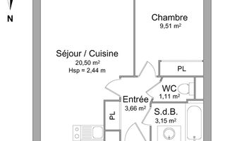 appartement 2 pièces à louer TOULOUSE 31300 37.9 m²
