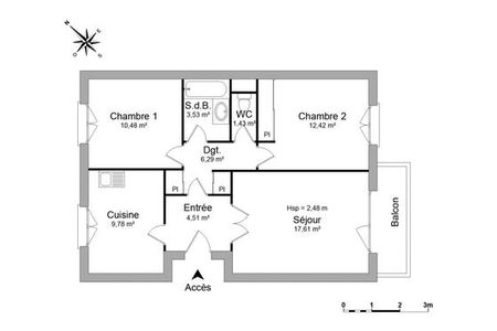 Vue n°3 Appartement 3 pièces à louer - DOUVAINE (74140) - 66.05 m²