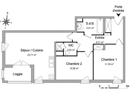 Vue n°3 Appartement 3 pièces T3 F3 à louer - Caen (14000)