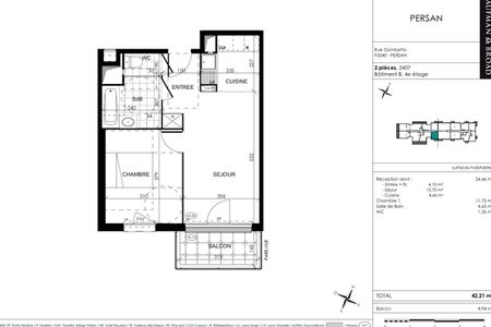 Appartement a louer persan - 2 pièce(s) - 42.2 m2 - Surfyn