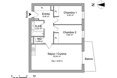 Vue n°2 Appartement 3 pièces T3 F3 à louer - Creutzwald (57150)