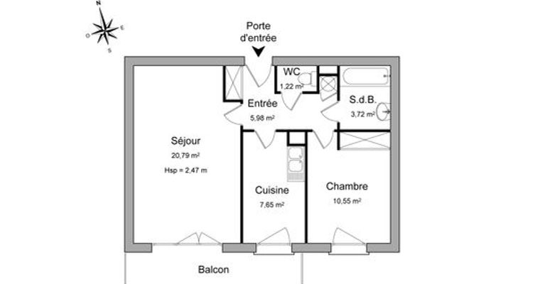 appartement 2 pièces à louer SCHILTIGHEIM 67300 49.91 m²