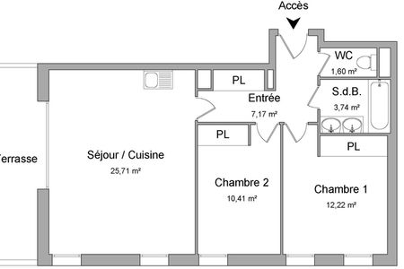 Vue n°3 Appartement meublé 3 pièces T3 F3 à louer - Montpellier (34090)