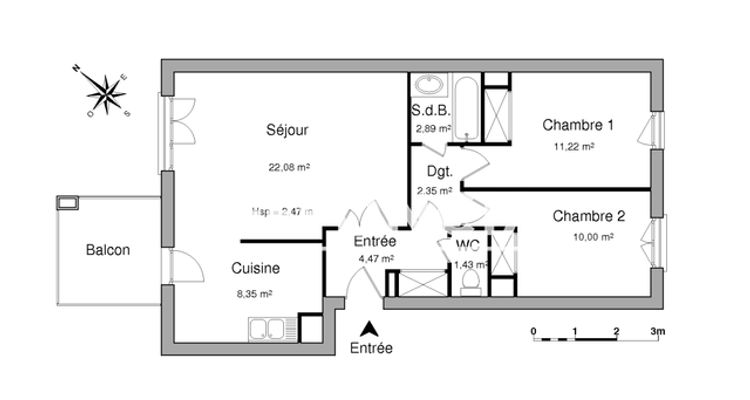 appartement 3 pièces à vendre LYON 3ᵉ 69003 63 m²