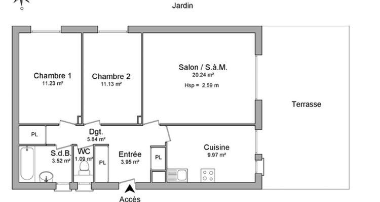 appartement 3 pièces à louer PEYMEINADE 06530 67 m²