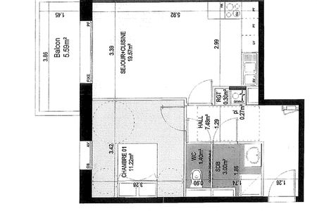 Vue n°3 Appartement 2 pièces T2 F2 à louer - Tourcoing (59200)