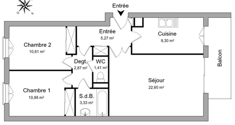 Vue n°1 Appartement 3 pièces T3 F3 à louer - Le Plessis Robinson (92350)