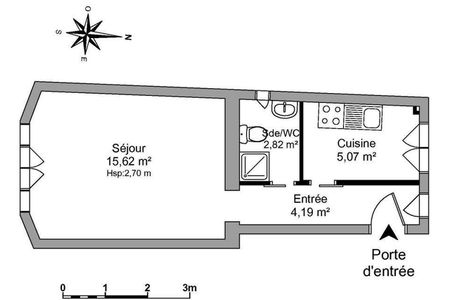Appartement a louer  - 1 pièce(s) - 27.7 m2 - Surfyn