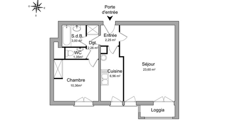 appartement 2 pièces à louer LILLE 59000 49.8 m²