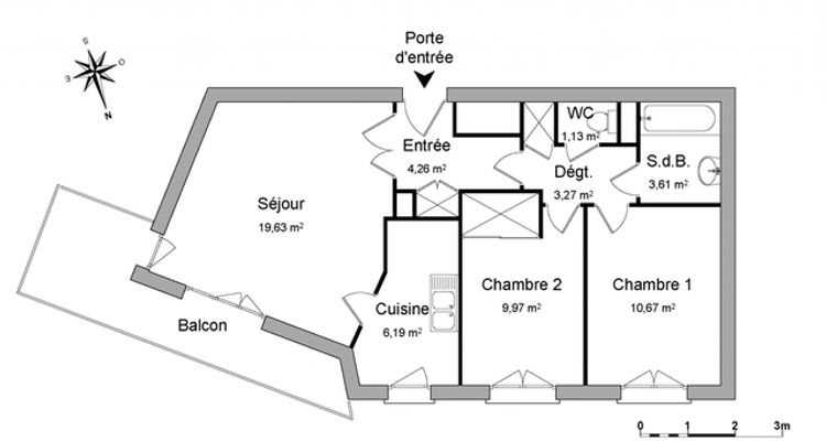 Vue n°1 Appartement 3 pièces T3 F3 à louer - Le Plessis-robinson (92350)