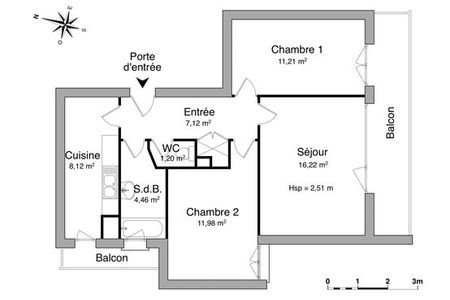 Vue n°3 Appartement 3 pièces à louer - Chartres (28000) 650 €/mois cc