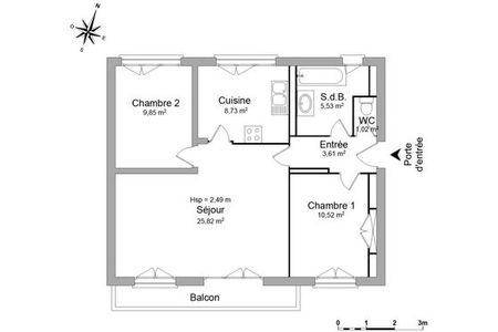 Vue n°2 Appartement 3 pièces à louer - LILLE (59000) - 65.08 m²