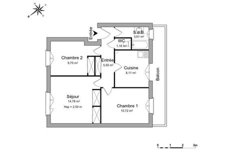 Vue n°2 Appartement 3 pièces à louer - DIJON (21000) - 53.63 m²