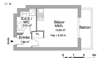 appartement 1 pièce à louer MONTPELLIER 34000 21.39 m²