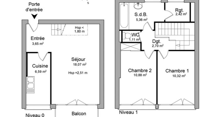 Appartement a louer ermont - 3 pièce(s) - 61.1 m2 - Surfyn
