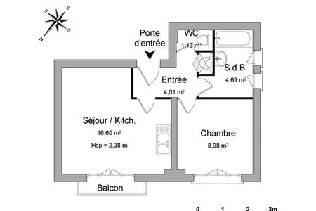 Vue n°2 Appartement meublé 2 pièces T2 F2 à louer - Melun (77000)