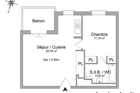 Vue n°3 Appartement 2 pièces T2 F2 à louer - Anzin (59410)