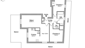appartement 3 pièces à louer LILLE 59000 68.9 m²