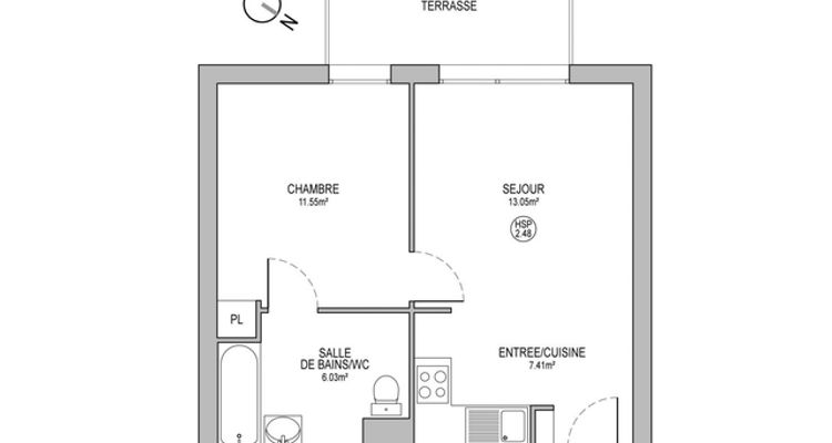 Vue n°1 Appartement 2 pièces T2 F2 à louer - Holtzheim (67810)