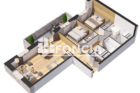 appartement 3 pièces à vendre LES AVANCHERS VALMOREL 73260 54.82 m²