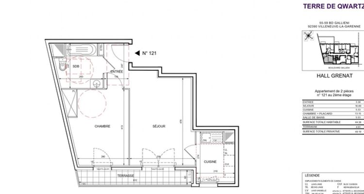 appartement 2 pièces à louer VILLENEUVE LA GARENNE 92390 44.3 m²