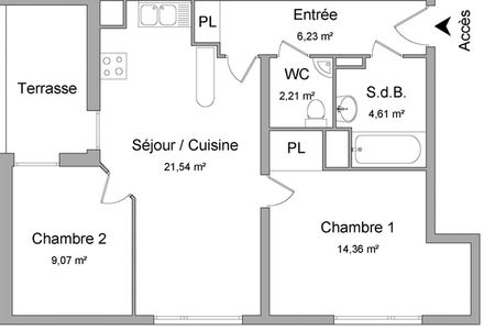 Vue n°3 Appartement 3 pièces T3 F3 à louer - Ostwald (67540)