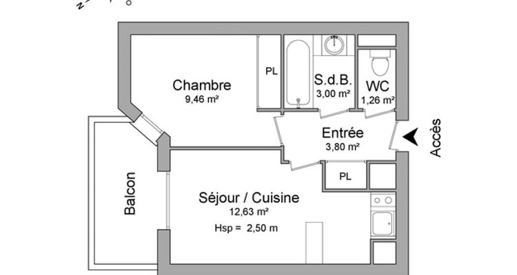 Vue n°1 Appartement 2 pièces T2 F2 à louer - Billere (64140)