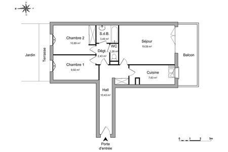 Vue n°3 Appartement 3 pièces T3 F3 à louer - Carrieres S/seine (78420)