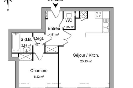 Vue n°2 Appartement 2 pièces T2 F2 à louer - Corbeil Essonnes (91100)