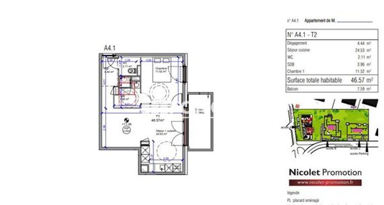 appartement 2 pièces à louer EYBENS 38320 46.56 m²