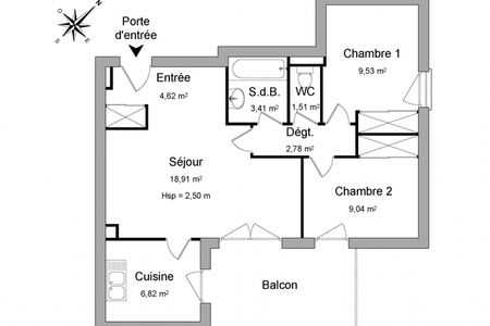 Vue n°3 Appartement 3 pièces T3 F3 à louer - Narbonne (11100)