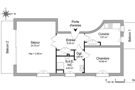 Vue n°2 Appartement 2 pièces T2 F2 à louer - Saint Germain En Laye (78100)