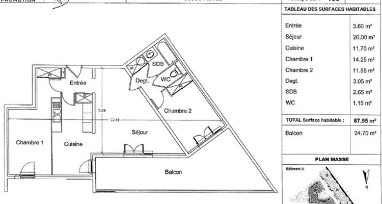appartement 3 pièces à louer NIMES CEDEX 30000 68 m²