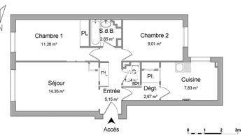 appartement 3 pièces à vendre PARIS 13ème 75013 54.5 m²
