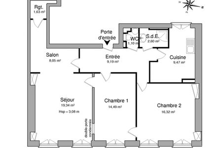 Vue n°2 Appartement 3 pièces T3 F3 à louer - Lyon 6ᵉ (69006)