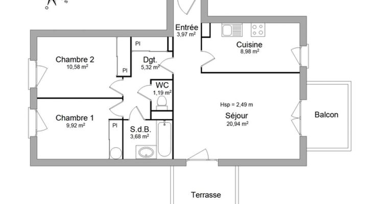 appartement 3 pièces à louer TOULOUSE 31300 64.6 m²