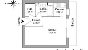 appartement 1 pièce à louer GRENOBLE 38000 25.9 m²